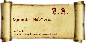 Nyemetz Múzsa névjegykártya